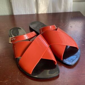 Melissa + Jason Wu Diane Jelly Sandal Size US 10 Orange Red Black Open Toe Slide